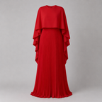 Adriana | Women's Wedding Guest Pleated Cape Maxi Dress