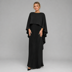 Adriana | Women's Wedding Guest Pleated Cape Maxi Dress