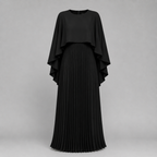 Adriana | Women's Wedding Guest Pleated Cape Maxi Dress