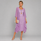 Amelia | Women's Wedding Guest Flowing Sheer Sleeve Midi Dress