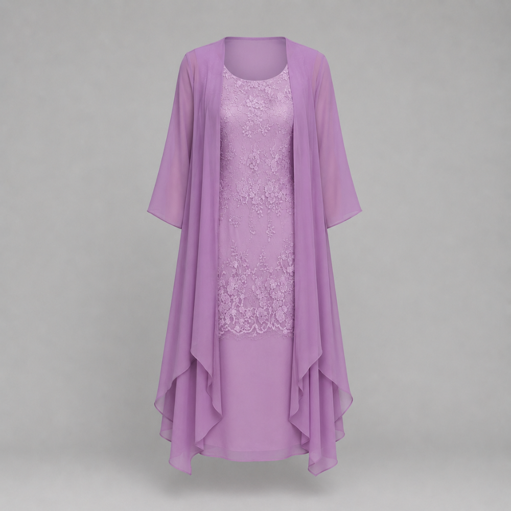 Amelia | Women's Wedding Guest Flowing Sheer Sleeve Midi Dress