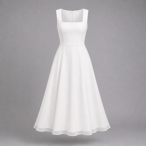 Camille | Women's Wedding Guest Elegant Square Neck Midi Dress