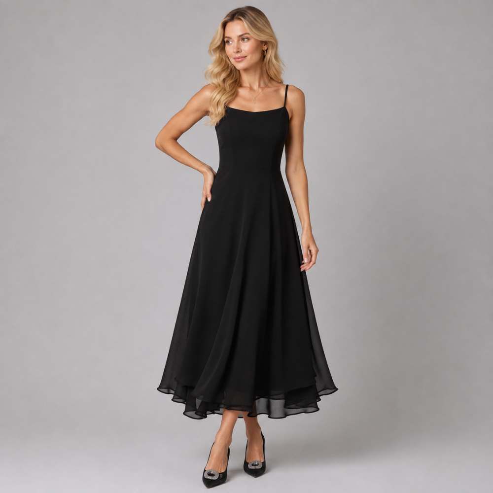 Camille | Women's Wedding Guest Elegant Square Neck Midi Dress