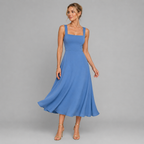 Camille | Women's Wedding Guest Elegant Square Neck Midi Dress