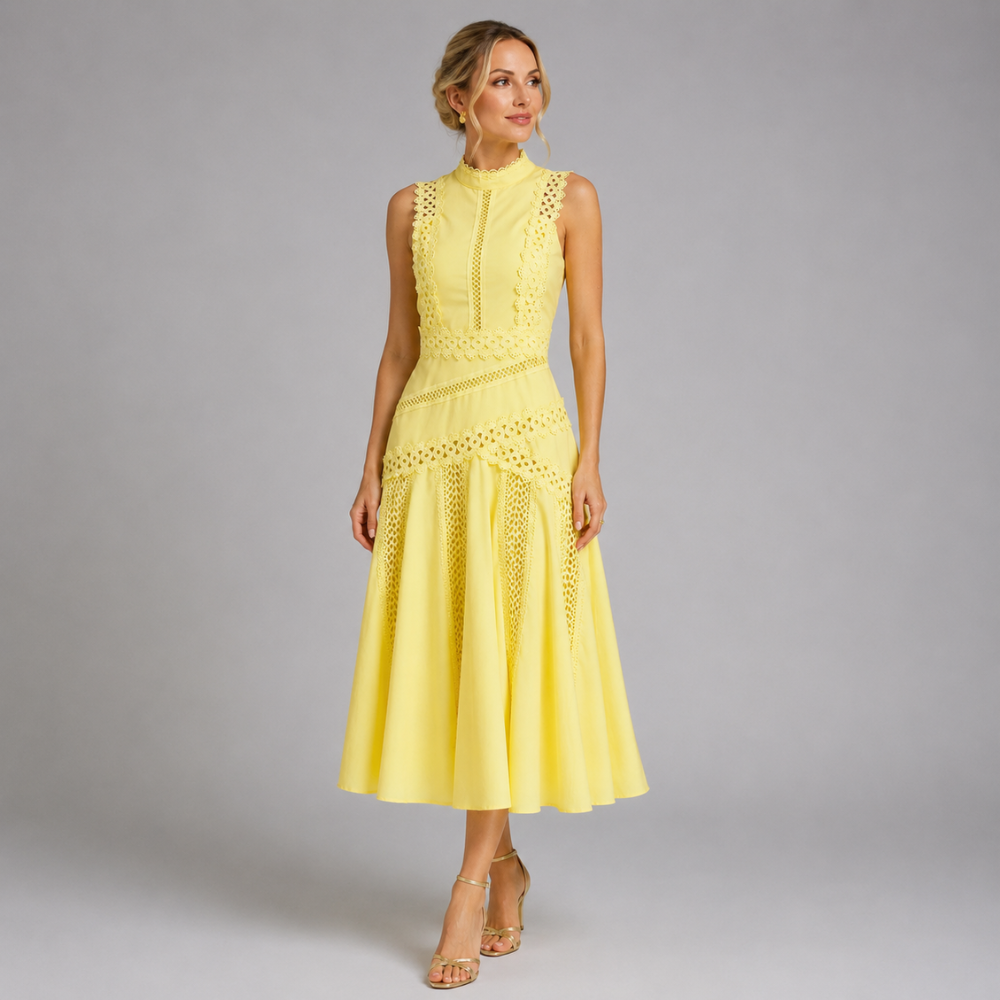 Elodie | Women's Sleeveless Lace Midi Wedding Guest Dress