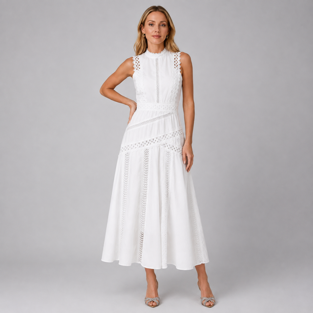 Elodie | Women's Sleeveless Lace Midi Wedding Guest Dress