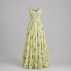 Juliette | Women's Floral Corset Ruffle Maxi Fall Wedding Guest Dress