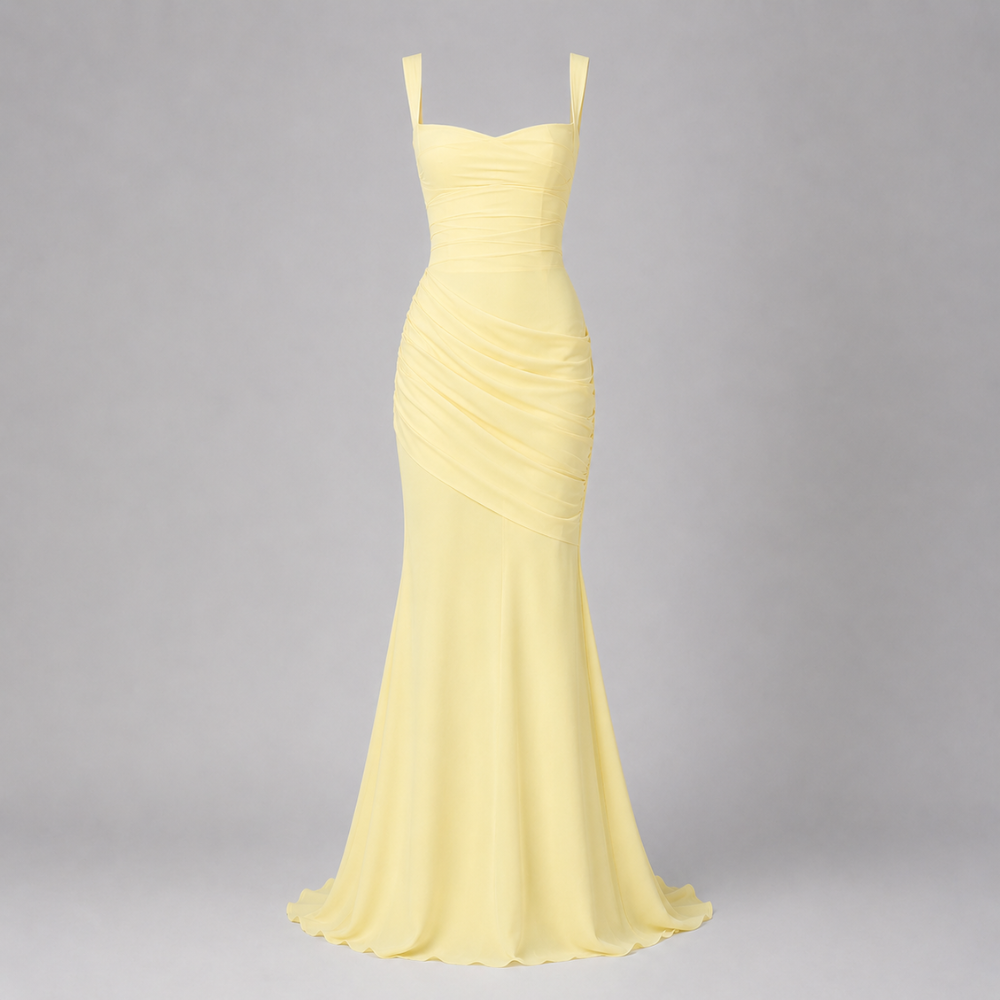 Sienna | Women's Ruched Square-Neck Fall Maxi Wedding Guest Dress