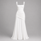 Sienna | Women's Ruched Square-Neck Fall Maxi Wedding Guest Dress