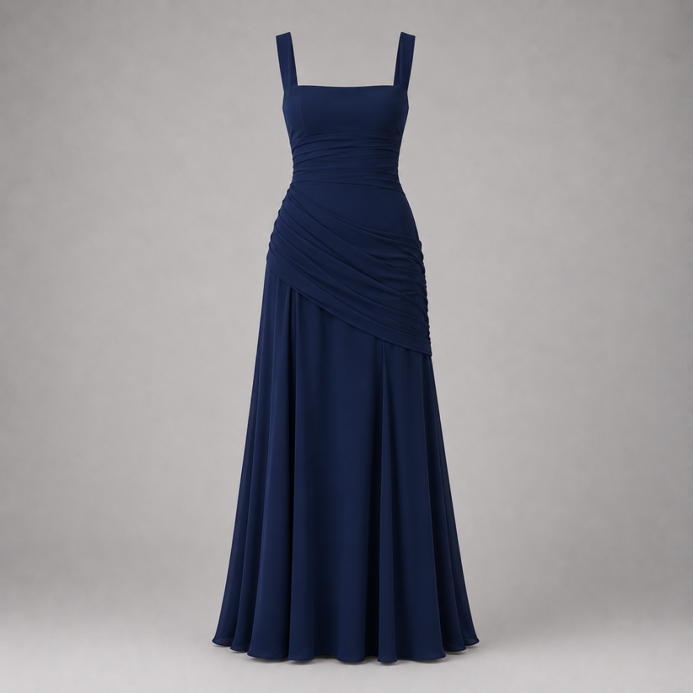 Sienna | Women's Ruched Square-Neck Fall Maxi Wedding Guest Dress